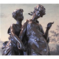 Charming Bronze Sculpture Victorian Sisters