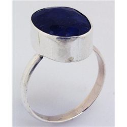SAPPHIRE CORRUNDUM 26.87CTW BEZEL SILVER RING
