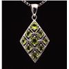 Image 1 : 2.17CTW Natural Peridot Sterling Silver Pendant 2.93g
