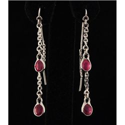 Sterling Silver Drop Dangle 10.07ctw Ruby Earring