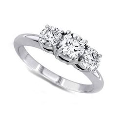 1.00 ctw Round cut Three Stone Diamond Ring, G-H, VS