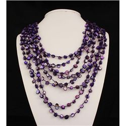 922.50CTW PURPLE 8 ROW MOTHER OF PEARL NECKLACE