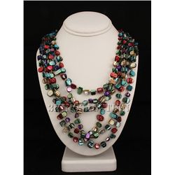 913.00CTW MULTI-COLOR 6 ROW MOTHER OF PEARL NECKLACE