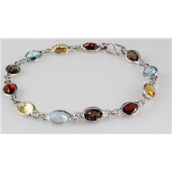 10.95CT Multi Precious Gemstone Silver Bezel Bracelet 2