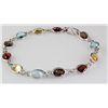 Image 1 : 10.95CT Multi Precious Gemstone Silver Bezel Bracelet 2