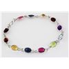 Image 1 : 11.47CT Multi Precious Gemstone Silver Bezel Bracelet 2