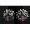 Image 1 : Flower Cluster 6.82g Multi-color Silver Earring 10.90ct