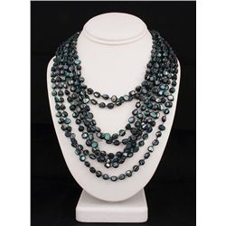 826.00CTW PRUSSIAN BLUE 8ROW MOTHER OF PEARL NECKLACE