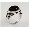 Image 1 : Cabochon Black Onyx 2.55ctw Sterling Silver Oval Ring 1