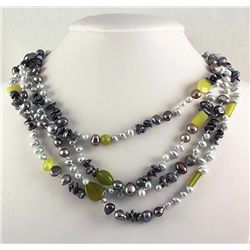 4 ROW NATURAL PEARL 439.77CTW NECKLACE W/ BOTTON LOCK