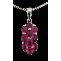 6.00ctw Pink Ruby Sterling Silver Cluster Pendant 1.97g