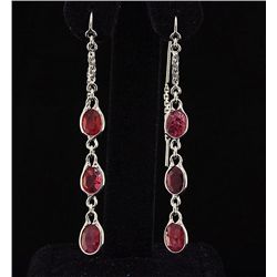 Sterling Silver Drop Dangle 15.10ctw Ruby Earring