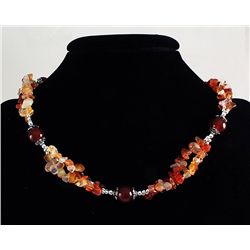 269.55CTW CARNELIAN CHIPS NECKLACE W/ METAL LOCK