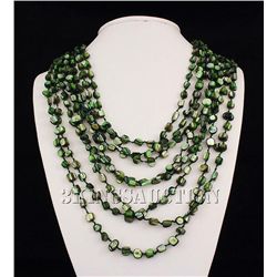 960.50CTW LIME GREEN 8ROW MOTHER OF PEARL NECKLACE