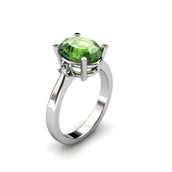 Tourmaline 2.90 ctw Diamond Ring 14kt White Gold
