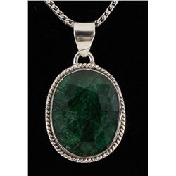 EMERALD BERYL 37.15CTW STERLING SILVER PENDANT