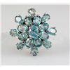 Image 2 : 40.90CTW Flower Blue Zircon Cluster Silver Ring