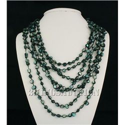 815.00CTW GREY GREEN 7 ROW MOTHER OF PEARL NECKLACE