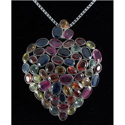 19.27g Antique Multi Precious Gemstone Silver Pendant/B