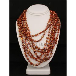 979.50CTW ORANGE 8 ROW MOTHER OF PEARL NECKLACE