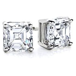 1.25 ctw Princess cut Diamond Stud Earrings G-H, VS