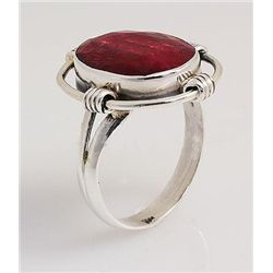 RUBY CORRUNDUM 33.00CTW UNIQUE DESIGN .925 RING