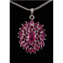 7.76ctw Pink Ruby Cluster Sterling Silver Pendant 3.36g
