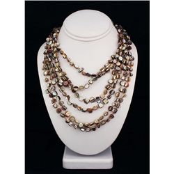 594.50CTW NUTMEG 6 ROW MOTHER OF PEARL NECKLACE
