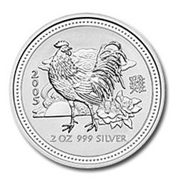 Australian Lunar Silver 2 oz Silver 2005 Rooster