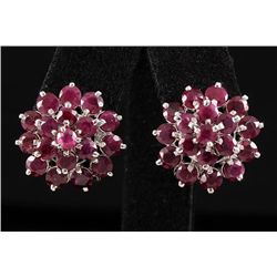 Flower Cluster 4.39g Sterling Silver Ruby Earring 10.24