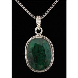 EMERALD BERYL 33.67CTW STERLING SILVER PENDANT