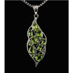 3.40CTW Natural Peridot Sterling Silver Pendant 3.82g
