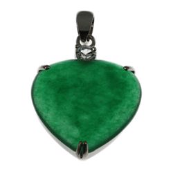 5.92g Natural Heart Jade Set Silver Round Cubic Zircon