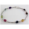 Image 1 : 7.61CT Multi Precious Gemstone Silver Bezel Bracelet 2.