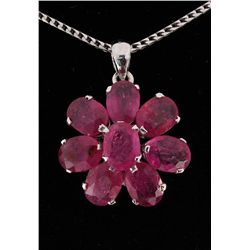 Cute Flower 2.93g Sterling Silver Ruby Pendant 12.00ctw