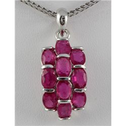 20.66CTW Pink Ruby Cluster Design Silver Pendant