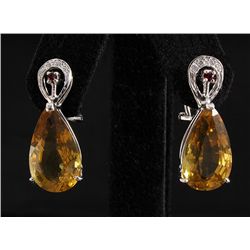 33.73ctw Fashion Sterling Silver Citrine Pear Earring