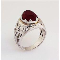 Faceted Red Agate 2.40ctw Sterling Silver Oval Ring 6.8