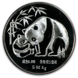 1987 5 oz Silver Panda Proof - Long