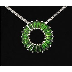 3.20CTW Chorme Diopside Circle Silver Pedant 2.72g