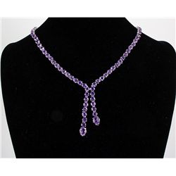 Statement 19.56g Sterling Silver Amethyst Necklace 39.4