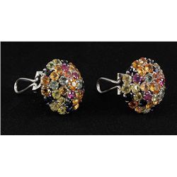 11.18ctw MultiColored Rhinestone Cluster Silver Earring