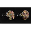 Image 1 : 11.18ctw MultiColored Rhinestone Cluster Silver Earring