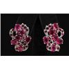 Image 1 : 6.55ctw Ruby Sturdy Cluster Princess Silver Earring 6.3