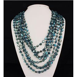 999.00CTW BLUE GREEN 8ROW MOTHER OF PEARL NECKLACE