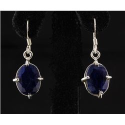 SAPPHIRE CORRUNDUM 27.17CTW SILVER HOOK EARRING