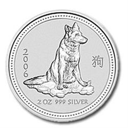 Australian Lunar Silver 2 oz Silver 2006 Dog