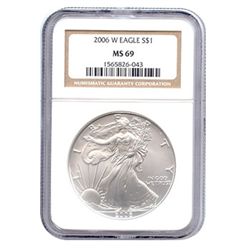 Burnished 2006-W Silver Eagle MS69 NGC