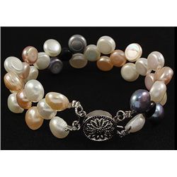 91.09CTW 7" WHITE-PEACH-LAVENDER-BLACK SIOPAO BRACELET