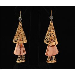 ROSE & GOLD PLATED PARTY DROP EARRINGS 8.83g